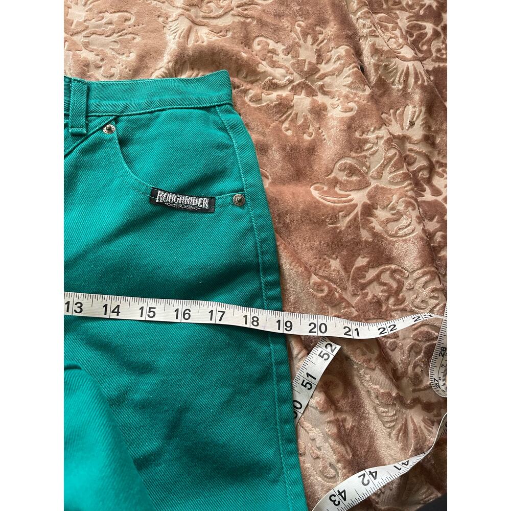 Vintage 80s roughriders Kelly green with back embellishments size 27 - Picture 6 of 9